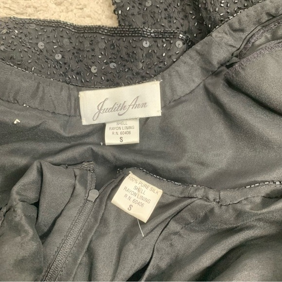 Vintage Judith Ann 2 pc black silk sequin embellished dress small quiet luxury - Picture 6 of 9